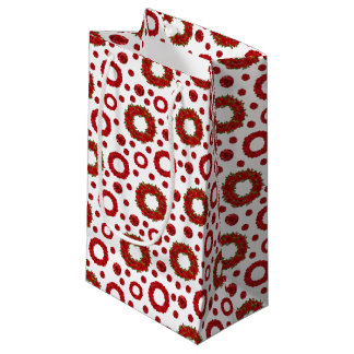 Rose Wreath Polka Pattern for Red Rose Lovers Small Gift Bag