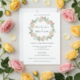 Rose Wreath Summer Wedding Invitation