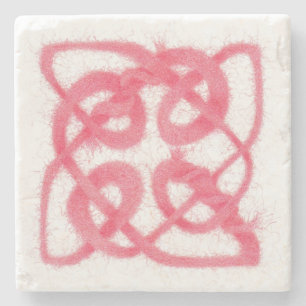 Rose Yarn Celtic Knot Marble Stone Coaster