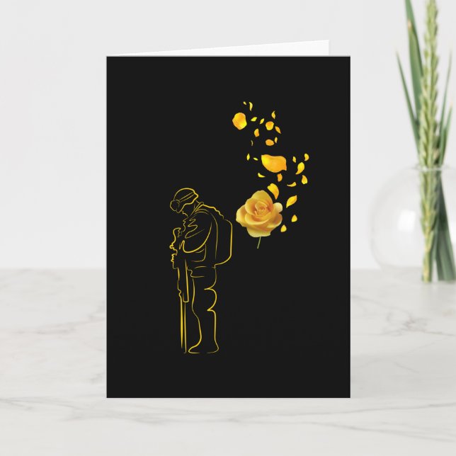 Rose Yellow And Soldiers Veteran Honouring Memoria Card (Front)
