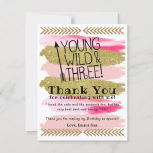 Rose Young Wild & Trois Carte de remerciements d'a