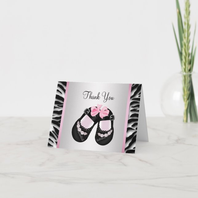 Rose Zèbre rose noir bébé fille douche Merci (Devant)