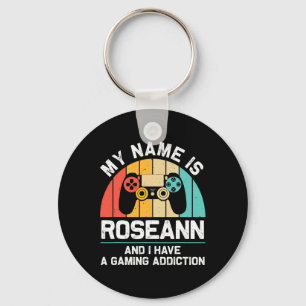 Roseann Gift Name Personalized Funny Gaming Geek B Keychain
