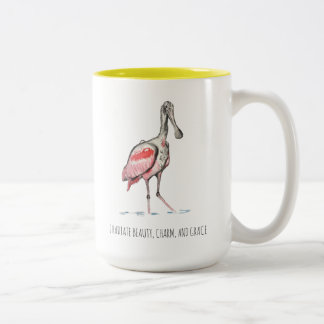 Roseate Spoonbill Affirmations Two-Tone Coffee Mug