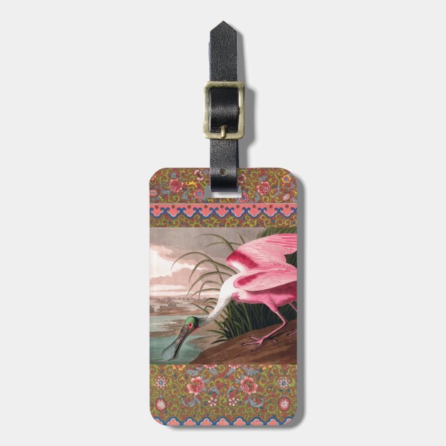 Roseate Spoonbill Audubon Bird Wildlife Luggage Tag (Front Vertical)