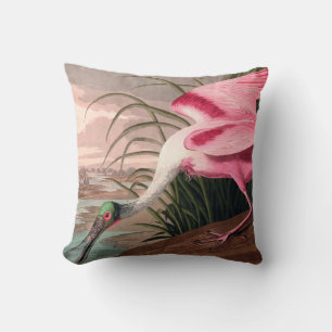 Roseate Spoonbill Audubon Bird Wildlife Throw Pillow