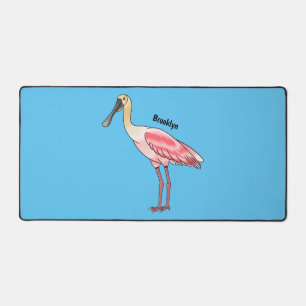 Roseate spoonbill bird cartoon illustration  desk mat