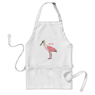Roseate spoonbill bird cartoon illustration  standard apron