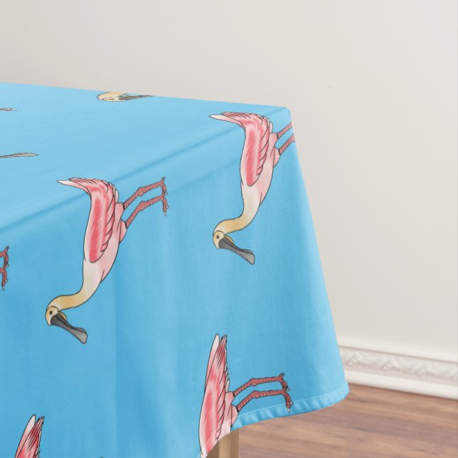 Roseate spoonbill bird cartoon illustration  tablecloth (In Situ)