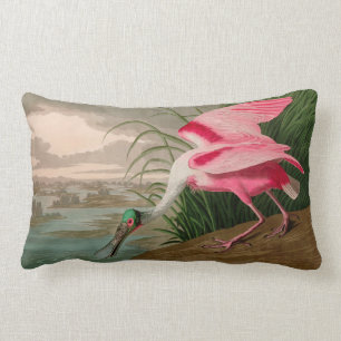 Roseate Spoonbill Birds of America Audubon Print Lumbar Pillow