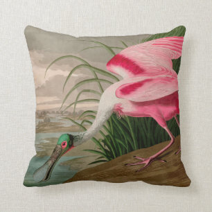 Roseate Spoonbill Birds of America Audubon Print Throw Pillow