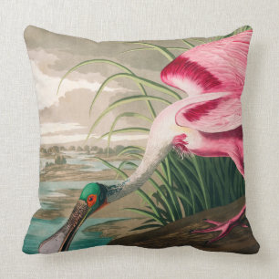 Roseate Spoonbill by John James Audubon Throw Pillow