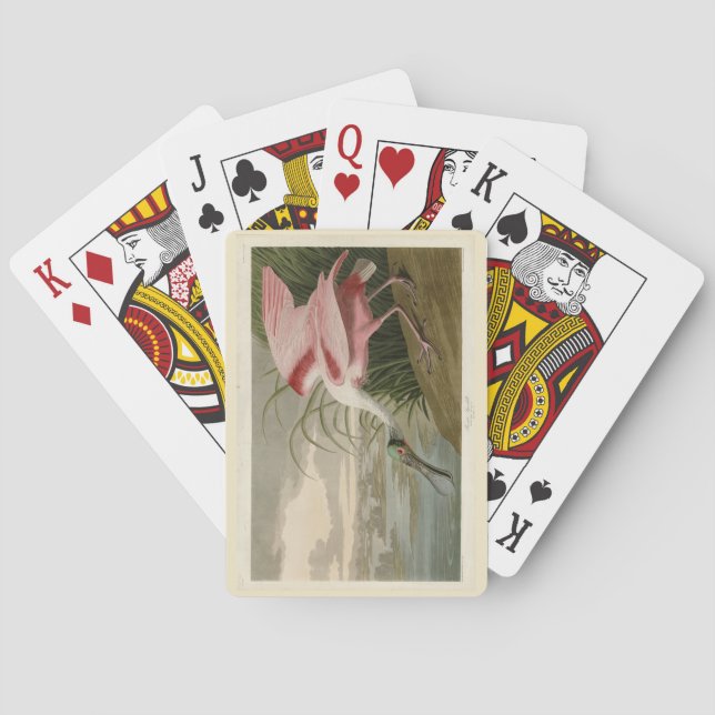 Roseate Spoonbill from Audubon's Birds of America Playing Cards (Back)