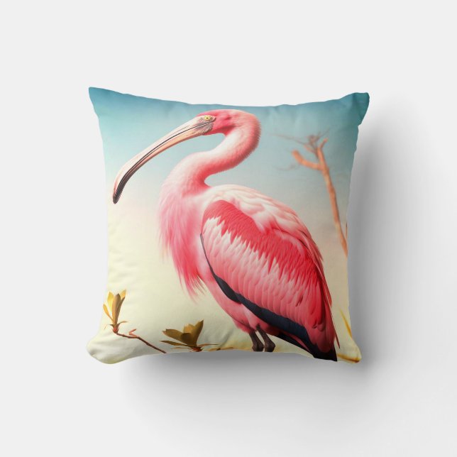  Roseate Spoonbill Throw Pillow (Front)