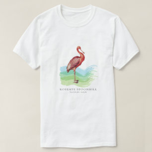 Roseate Spoonbill Vintage Bird Illustration T-Shirt