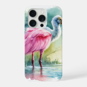Roseate Spoonbill Watercolor REF97 - Watercolor iPhone 15 Pro Case