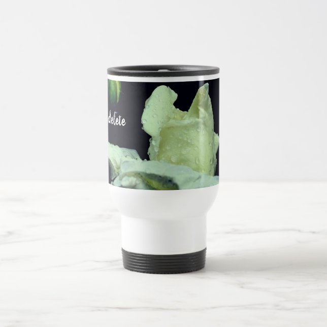 Rosebud After Rain Personalized  Travel Mug (Center)