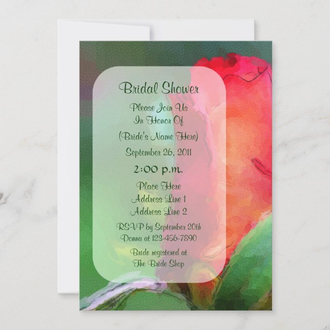 Rosebud Aquarelle rouge Invitation de Fêtes des ma (Devant)