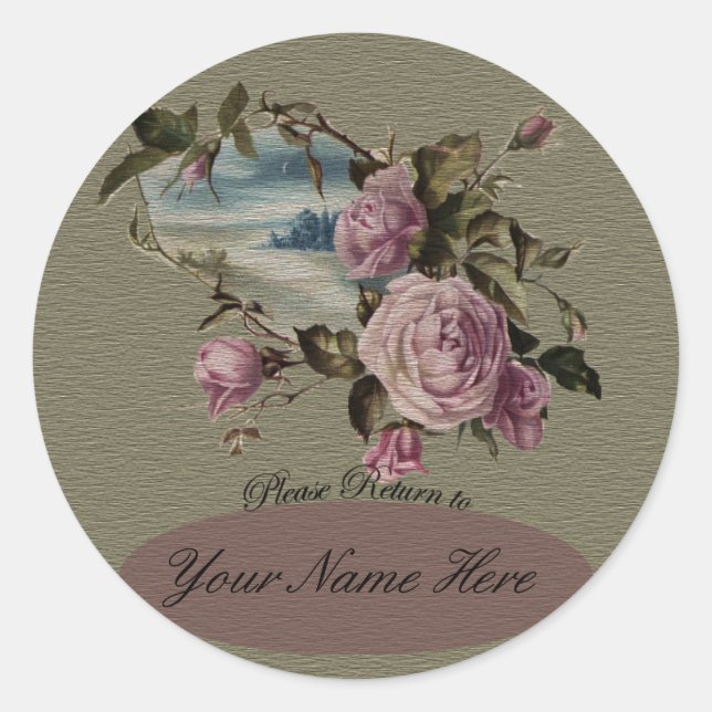 Rosebud Bookplates Classic Round Sticker (Front)