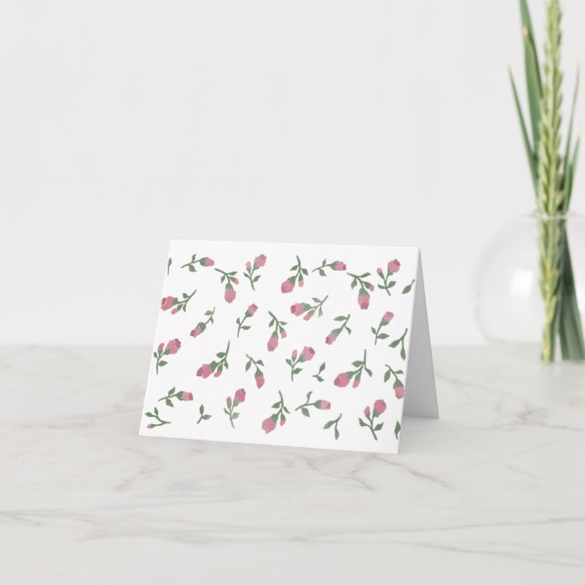 Rosebud Floral Blank Greeting Card (Front)