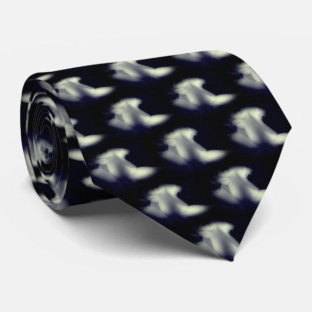 Rosebud Flower Black And White  Tie (Rolled)