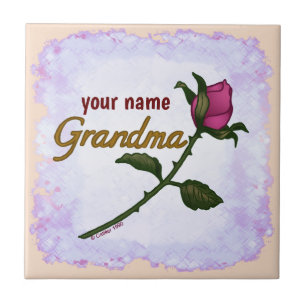 Rosebud Grandma custom name Tile