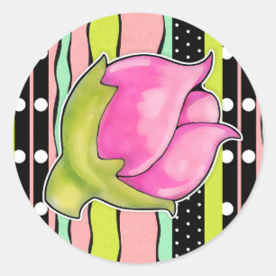 Rosebud Joy colour Round Sticker