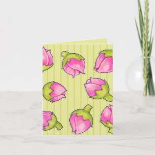 Rosebud Joy green pattern Note Card