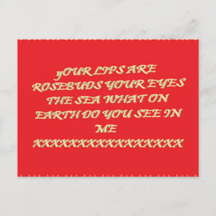 Rosebud lips eyes like the sea romance Valentine   Postcard