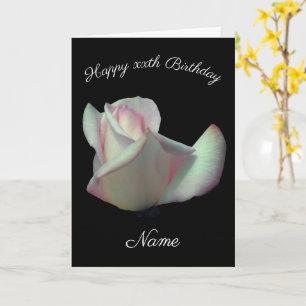 Rosebud Up Close Floral Personalized Birthday Card