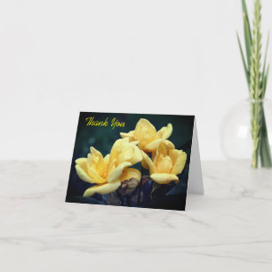 Rosebuds Jaune Carte de remerciements Florale
