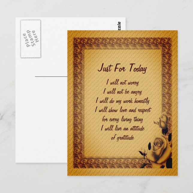 Rosebuds Just For Today Inspirational Postcard (Front/Back)