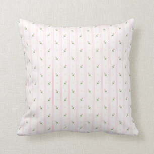 Rosebuds & Stripes Throw Pillow