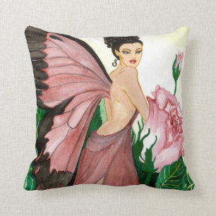 Rosebush Fairy Throw Pillow