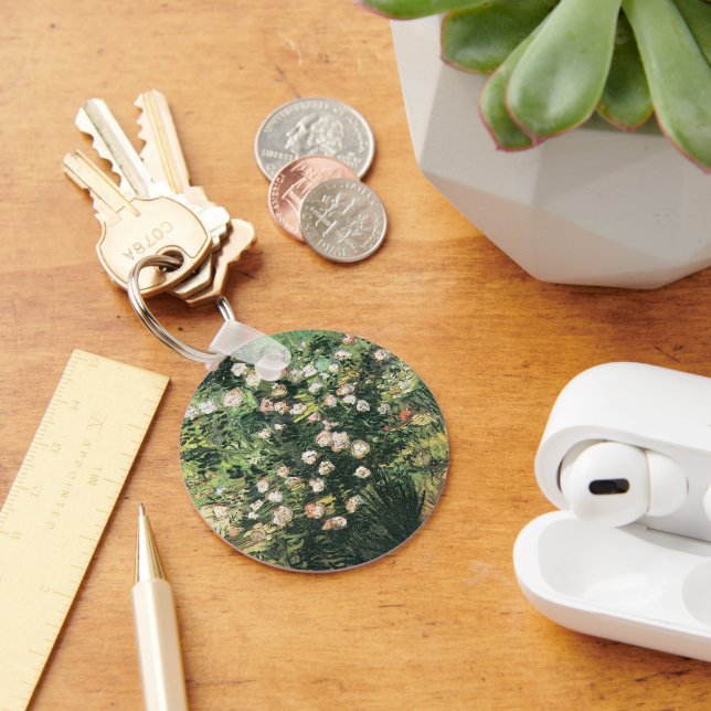 Rosebush in Blossom by Vincent van Gogh Keychain (Desk)