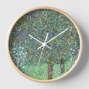 Rosebushes Under The Trees, Gustav Klimt Clock