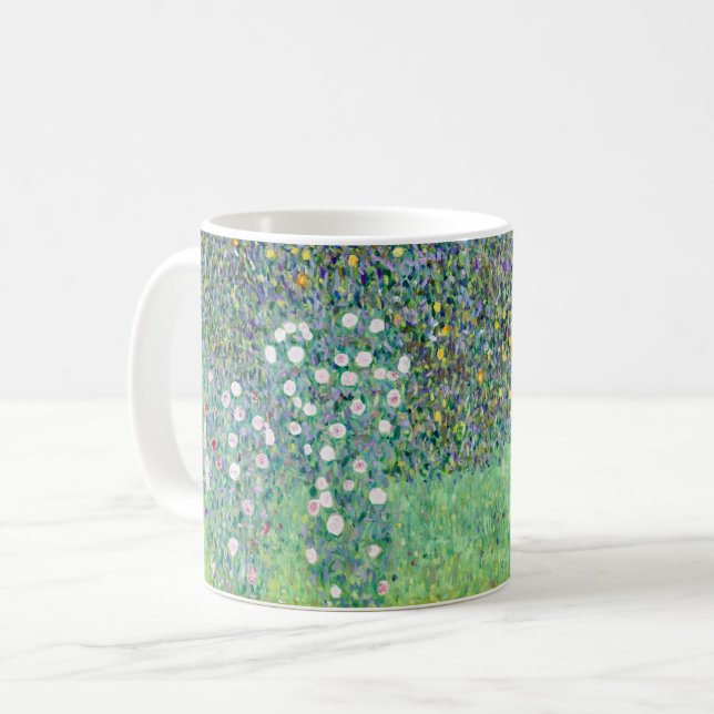 Rosebushes Under The Trees, Gustav Klimt Coffee Mug (Front Left)