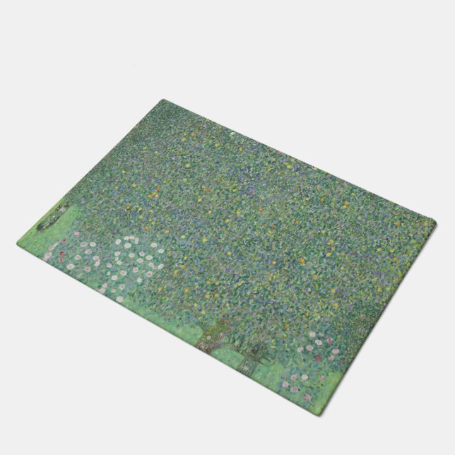 Rosebushes under the trees - Gustav Klimt Doormat (Angled)
