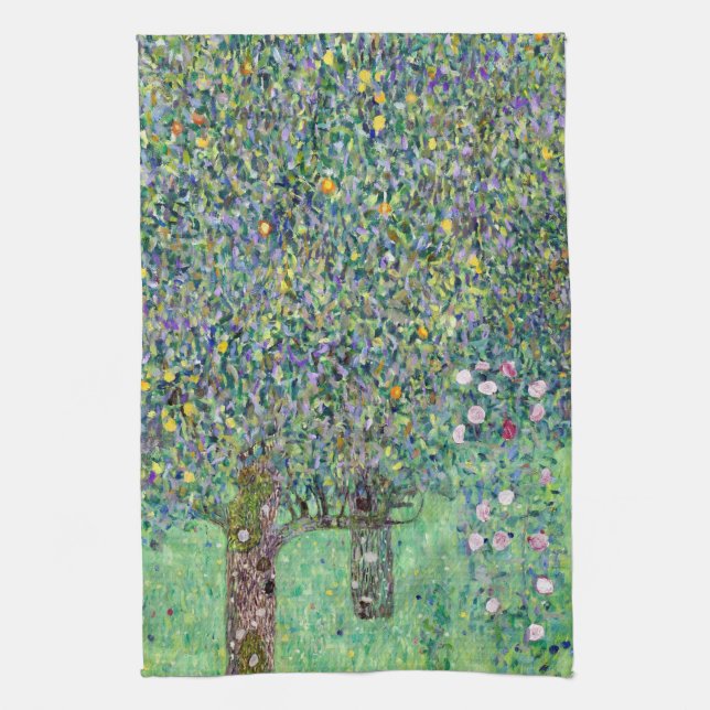 Rosebushes Under The Trees, Gustav Klimt Kitchen Towel (Vertical)