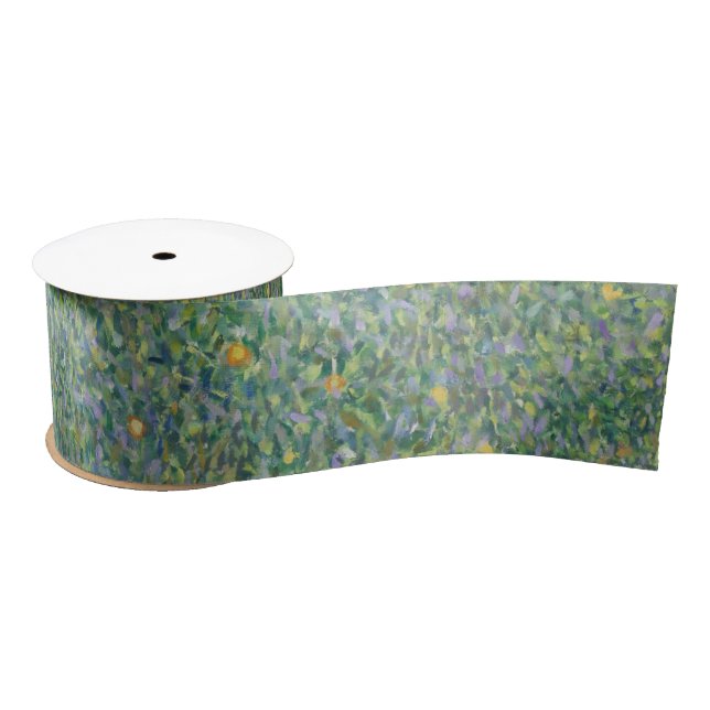 Rosebushes under the trees - Gustav Klimt Satin Ribbon (Spool)