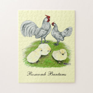 Rosecomb Bantams and Chicks Jigsaw Puzzle