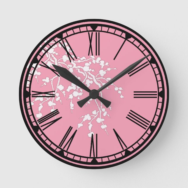 Rosée avec horloge murale en fleurs de cerisier (Recto)