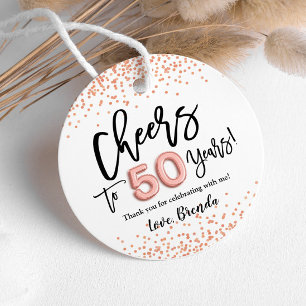 RoseGold Confetti Cheers to 50 Years Favour Tags