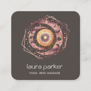 Rosegold Crescent Moon Mystic Lotus Eye Celestial  Square Business Card