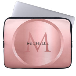 Rosegold Custom Template Elegant Mono gram Laptop Sleeve