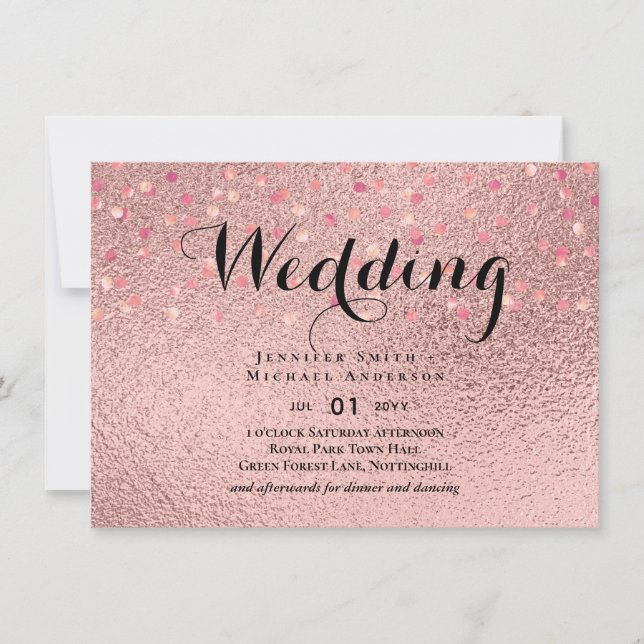 RoseGold Glitter Glam Foil Look Wedding BUDGET (Front)