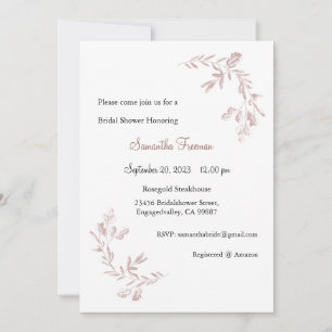 Rosegold Invitation, Wedding Invitation, Pink Gold Invitation