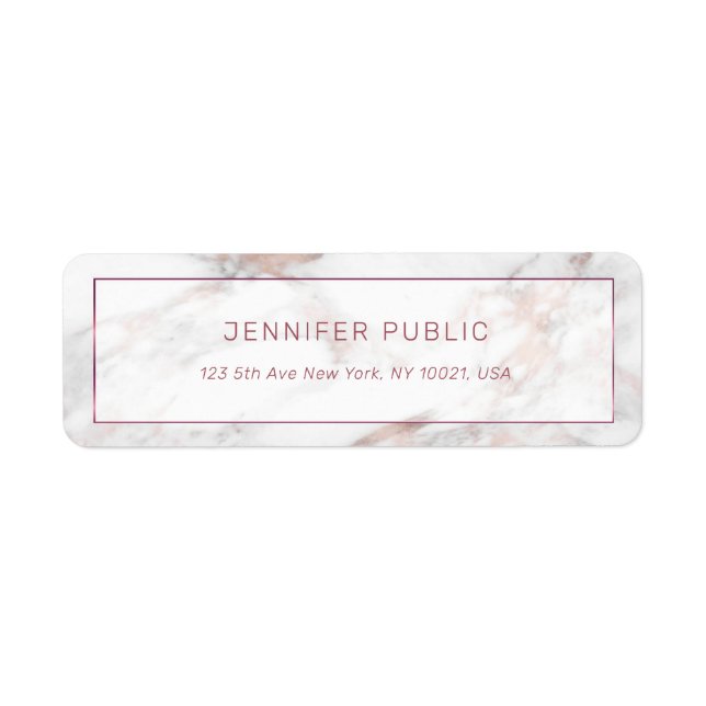 Rosegold Marble Modern Template Return Address (Front)