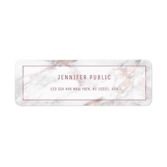 Rosegold Marble Modern Template Return Address (Front)