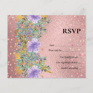RoseGold Metallic Glitter Floral Foil Look Wedding